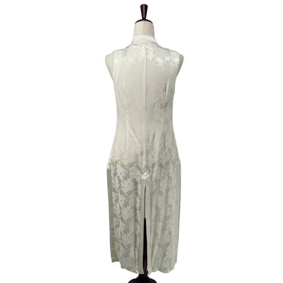 Vtg Cache High Collar Button Down Longline Vest 8 White Phoebe Buffay Coquette - Picture 4 of 11